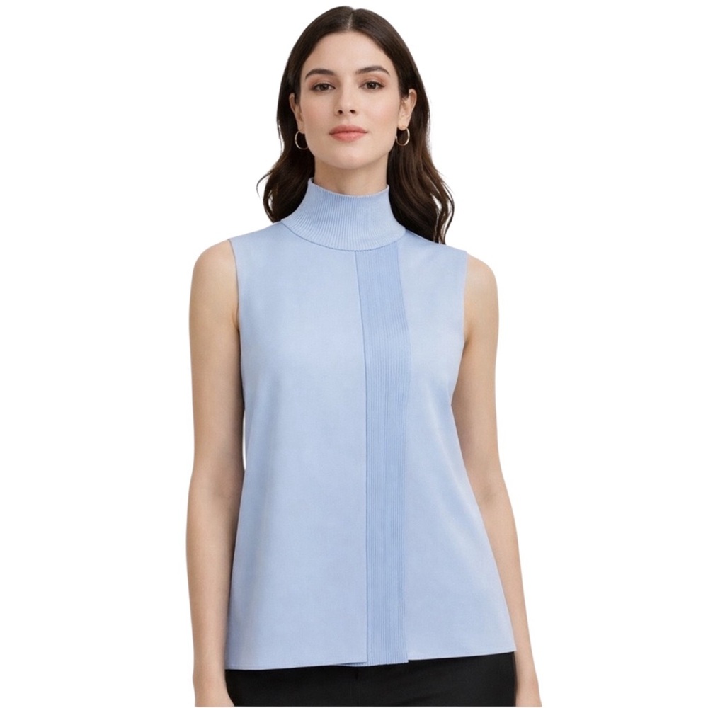 Vince Powder Blue ReversiblePleated Sleeveless Top XS
